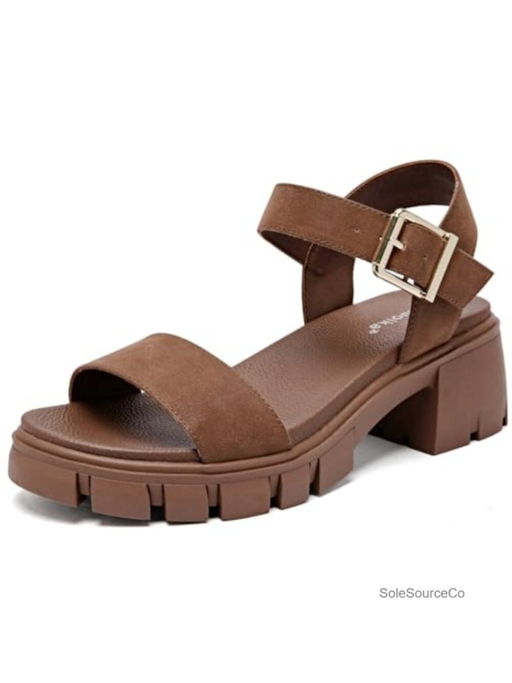 Women's Wide Width Block Heel Sandals Open Toe Ankle Strap Faux Leather